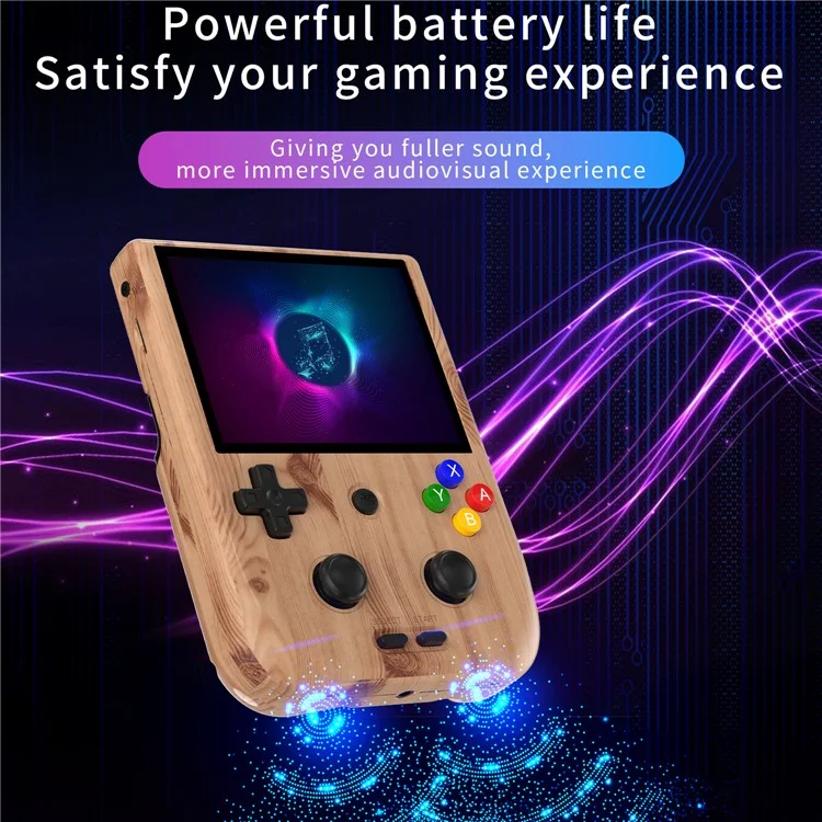 ANBERNIC RG405V 4-inch Screen Android Game Machine Portable Handheld Game Console, with 128G Game Card - Wood Grain
