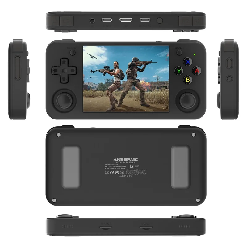 ANBERNIC RG35XXH Linux System 3.5-inch IPS Screen Retro Game Console with HD Output (English Version), 64+128G - Black