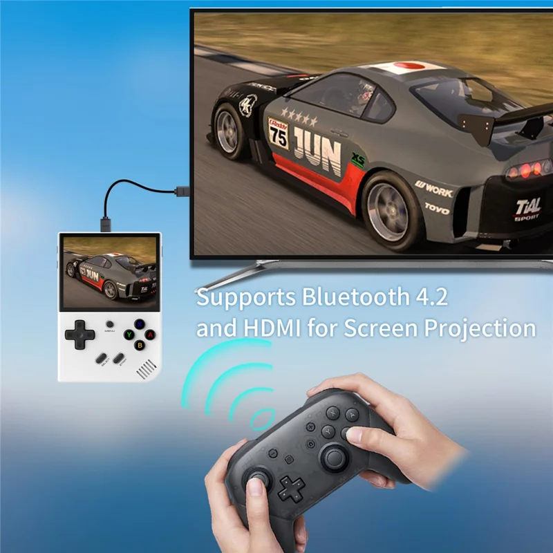 ANBERNIC RG35XX Plus 3.5-inch IPS Screen Wireless Gaming Machine Linux System Game Console (English Version), 64G Memory - White