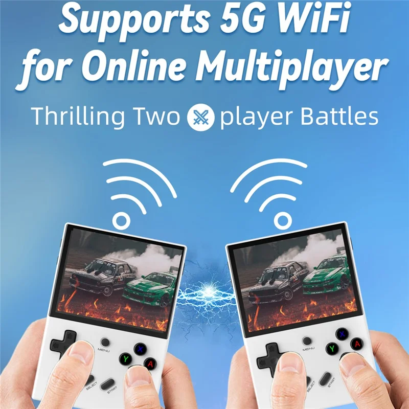 ANBERNIC RG35XX Plus 3.5-inch IPS Screen Wireless Gaming Machine Linux System Game Console (English Version), 64G Memory - White