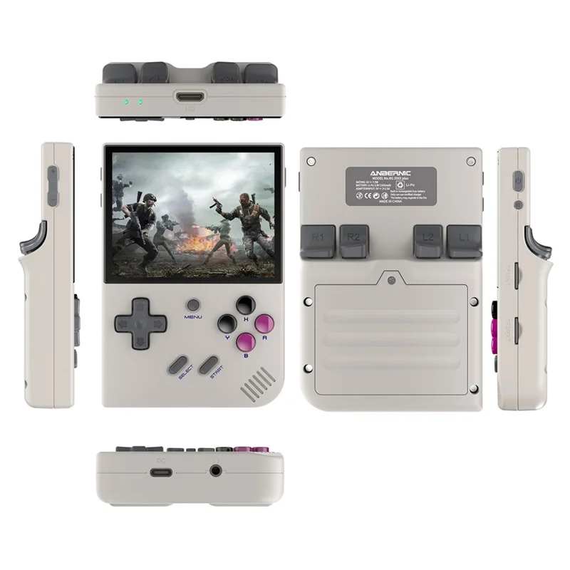 ANBERNIC RG35XX Plus 3.5-inch IPS Screen Wireless Gaming Machine Linux System Game Console (English Version), 64G Memory - Grey