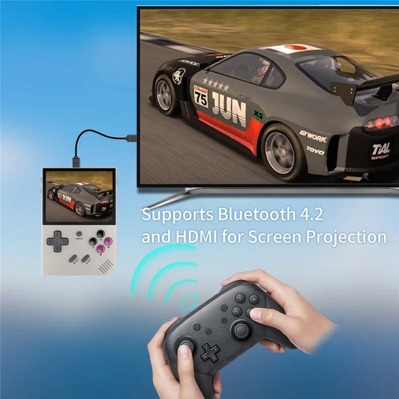 ANBERNIC RG35XX Plus 3.5-inch IPS Screen Wireless Gaming Machine Linux System Game Console (English Version), 64G Memory - Grey