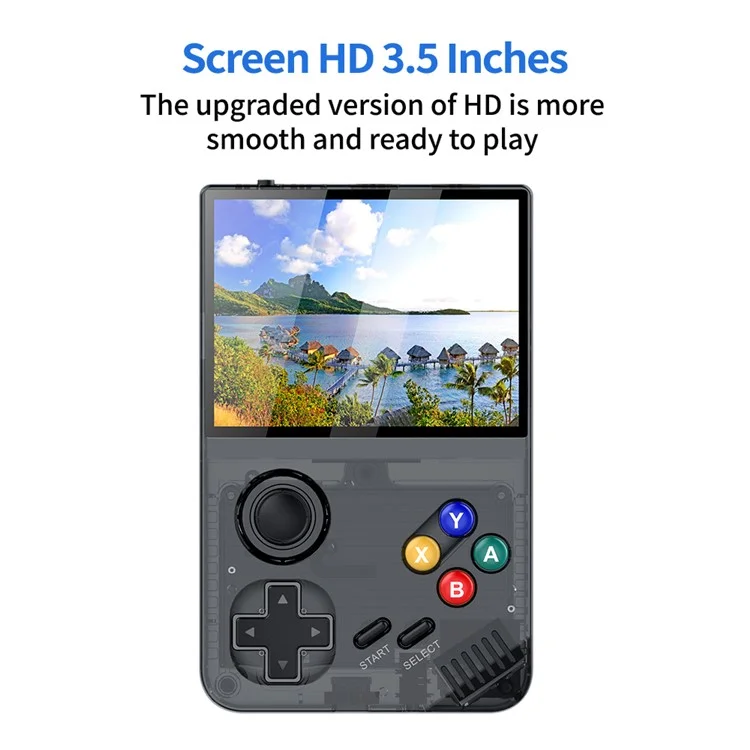 AMPOWN M19 Console de jeu rétro portable avec écran IPS de 3,5 pouces, manette de jeu 3D, sans carte mémoire - Noir