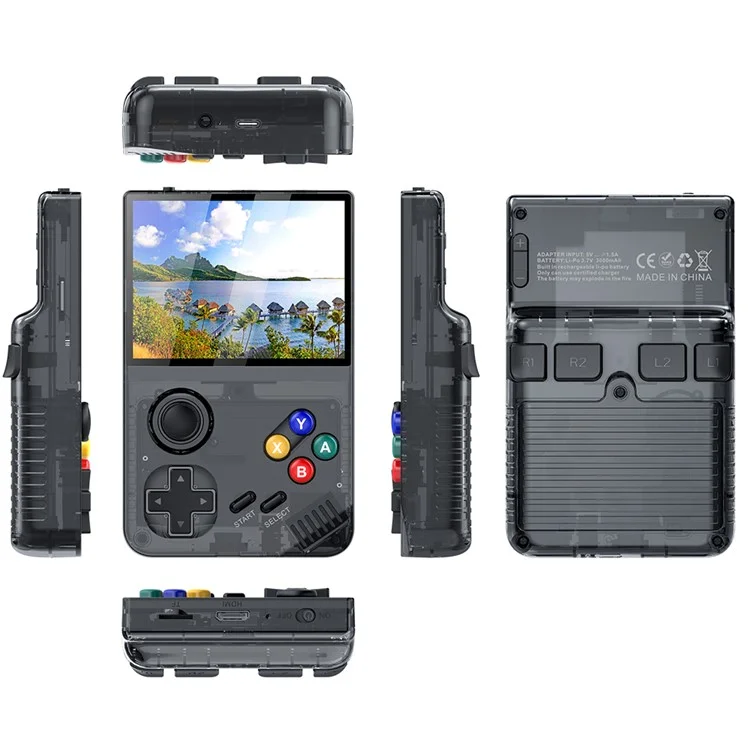AMPOWN M19 Console de jeu rétro portable avec écran IPS de 3,5 pouces, manette de jeu 3D, sans carte mémoire - Noir