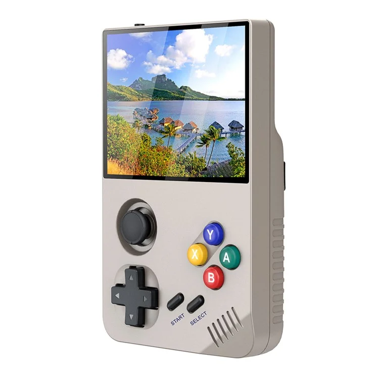 AMPOWN M19 3.5-inch IPS Screen Retro Handheld Game Console 3D Rocker Arcade Gamepad (English Version), with 128G TF Card - Grey