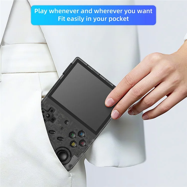 ANBERNIC RG353VS 3.5-inch Screen 32G Portable Handheld Game Console, No Games - Transparent Black