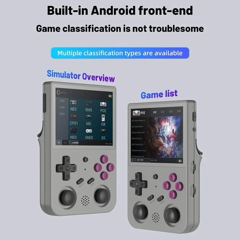 ANBERNIC RG353VS 3.5-inch Screen 32G Portable Handheld Game Console, No Games - Grey
