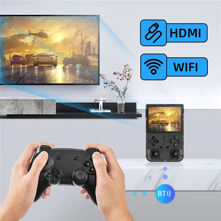 ANBERNIC RG353VS 3.5-inch Screen 32+64G Handheld Game Console, 15000 Games (English Version) - Transparent Black