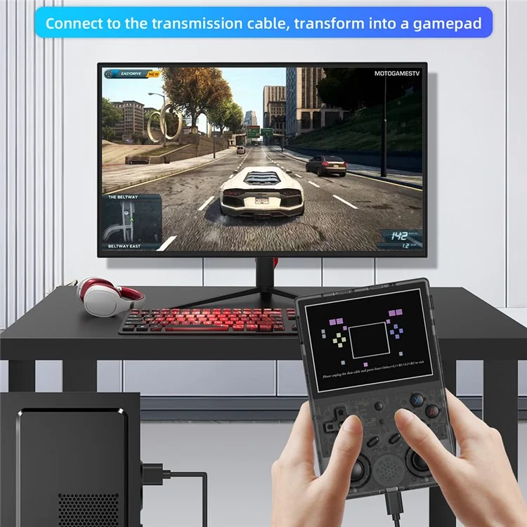 ANBERNIC RG353VS 3.5-inch Screen 32+64G Handheld Game Console, 15000 Games (English Version) - Transparent Black
