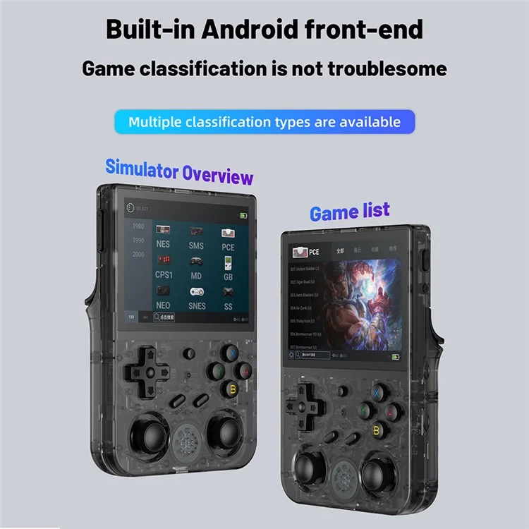 ANBERNIC RG353VS 3.5-inch Screen 32+64G Handheld Game Console, 15000 Games (English Version) - Transparent Black
