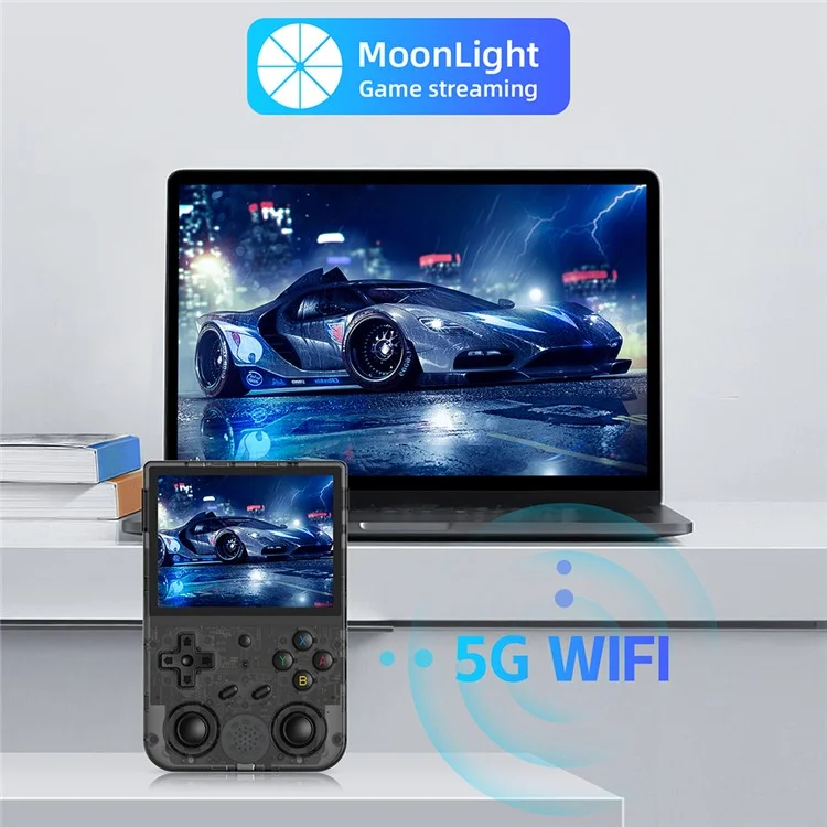 ANBERNIC RG353VS 3.5-inch Screen 32+64G Handheld Game Console, 15000 Games (English Version) - Transparent Black