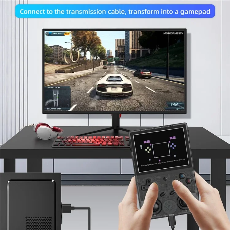 ANBERNIC RG353VS 3.5-inch Screen 32+128G Handheld Game Console, 25000 Games (English Version) - Transparent Black