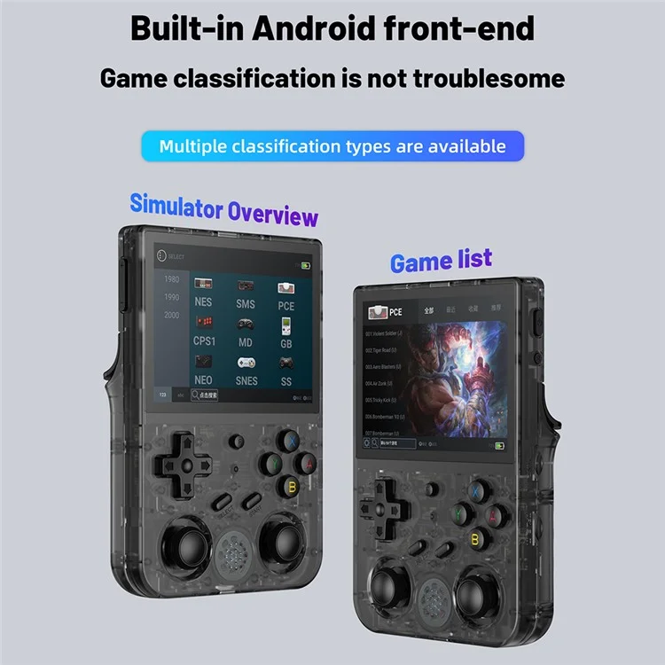 ANBERNIC RG353VS 3.5-inch Screen 32+128G Handheld Game Console, 25000 Games (English Version) - Transparent Black