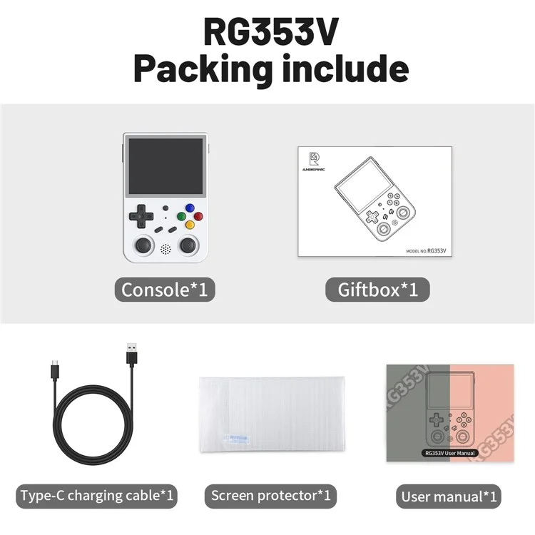 ANBERNIC RG353V Open Source Handheld Retro Game Console with 32G TF Card ( Has No Games ) - White