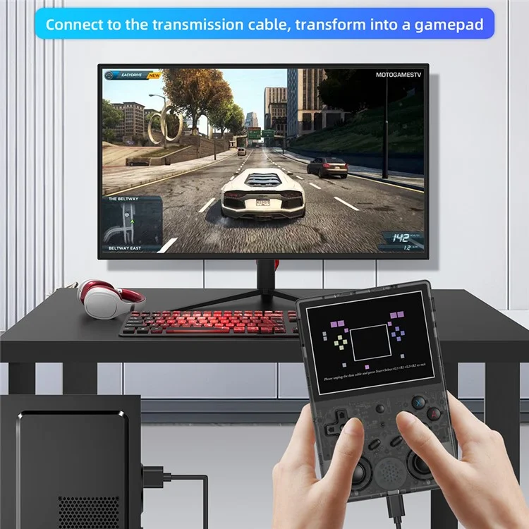 ANBERNIC RG353V Handheld Game Console with 32G+128G TF Card (Built-In 25000 English Games) - Transparent Black