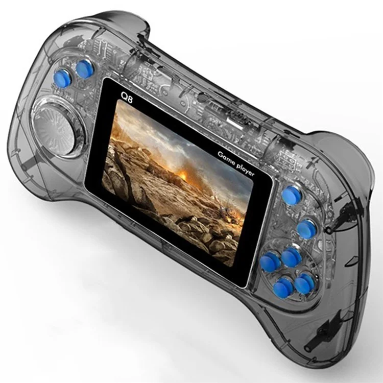 Console de Jogo Portátil Retrô para Crianças Q8 com 800 Jogos Integrados - Cinza Transparente