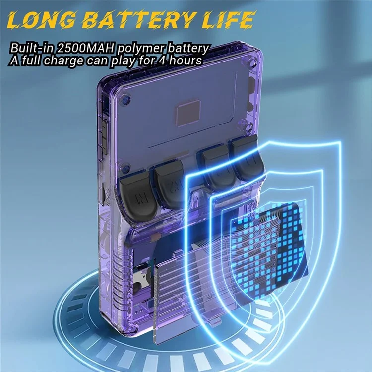 R36s Consola de Juegos Portátil Retro con Pantalla IPS de 3,5 Pulgadas y Tarjeta TF de 64 GB - Morado Transparente