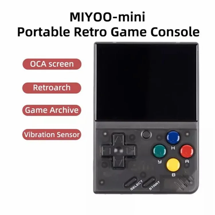MIYOO Mini V4 2.8-inch LCD Screen Vibration Sensor Portable Handheld Video Game Console (With 64GB TF Card) - Black
