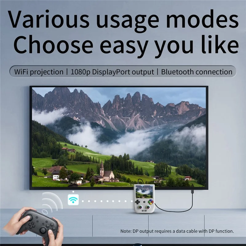 ANBERNIC RG406V Draagbare Gameconsole 4 inch 960*720P IPS Aanraakscherm Android 13 Gameconsole met 128G + 256G Kaart - Grijs