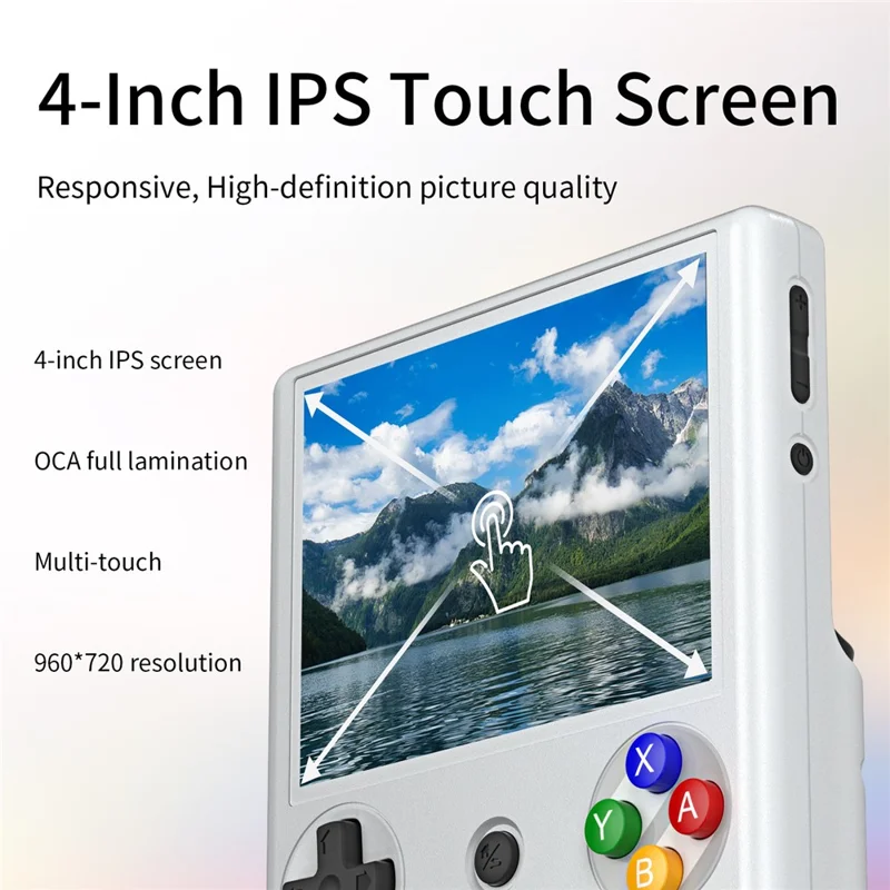ANBERNIC RG406V Draagbare Gameconsole 4 inch 960*720P IPS Aanraakscherm Android 13 Gameconsole met 128G + 256G Kaart - Grijs