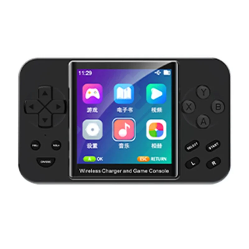L9 Portable Handheld Video Game Console Phone Magnetic Wireless Charger Power Bank - Black