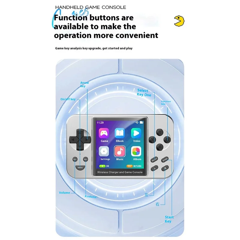 L9 Portable Handheld Video Game Console Phone Magnetic Wireless Charger Power Bank - Black