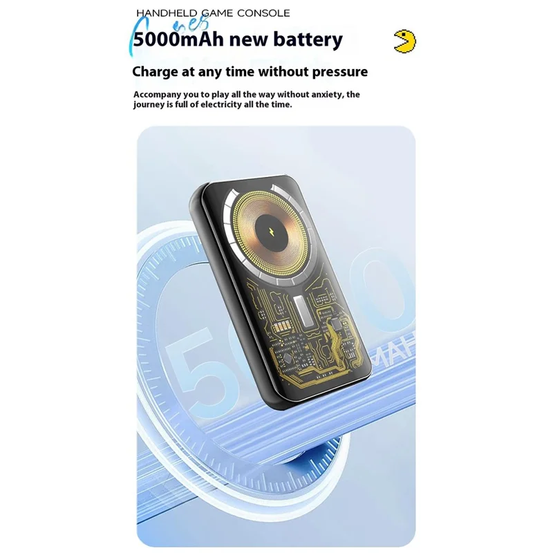 L9 Portable Handheld Video Game Console Phone Magnetic Wireless Charger Power Bank - Black
