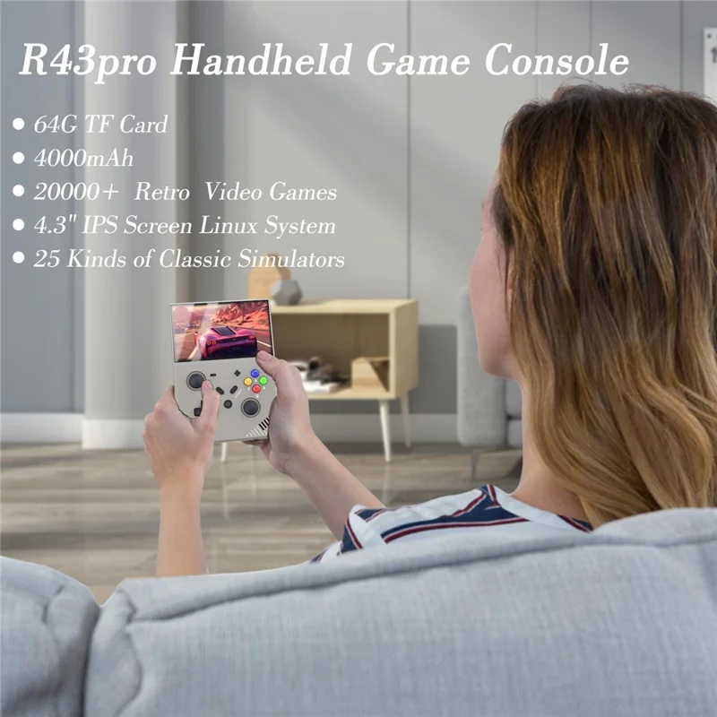 M18 Open Source 4.3-inch Screen Handheld Game Console with 64G Memory Card - Transparent Black