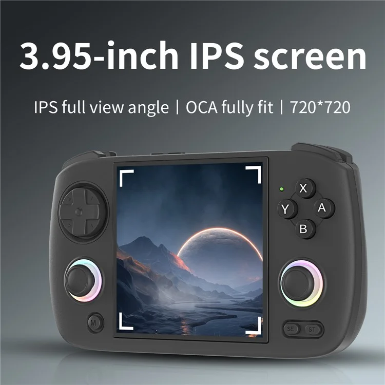AMPOWN RG Cubexx 3.95-inch IPS Screen Quad-Core CPU Linux System Game Console, with 32G+64G TF Card - Black