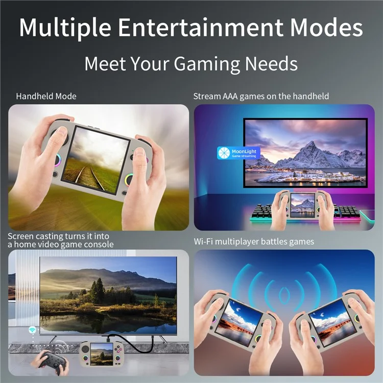 AMPOWN RG Cubexx 3.95-inch IPS Screen Quad-Core CPU Linux System Game Console, with 32G+64G TF Card - Grey