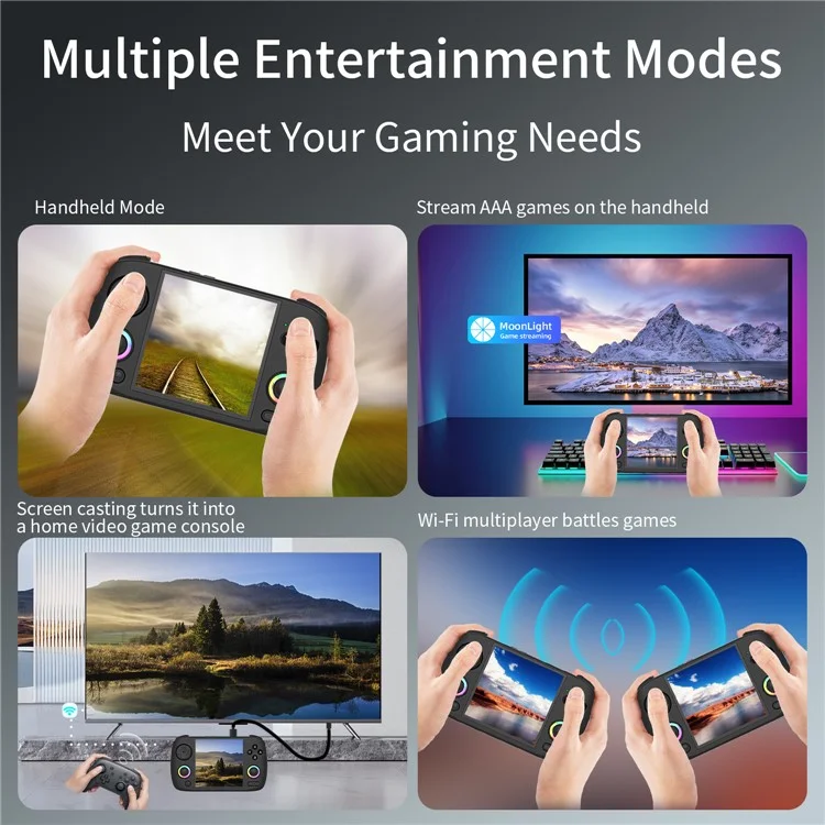 AMPOWN RG Cubexx 3.95-inch IPS Screen Quad-Core CPU Linux System Game Console, with 32G+128G TF Card - Black