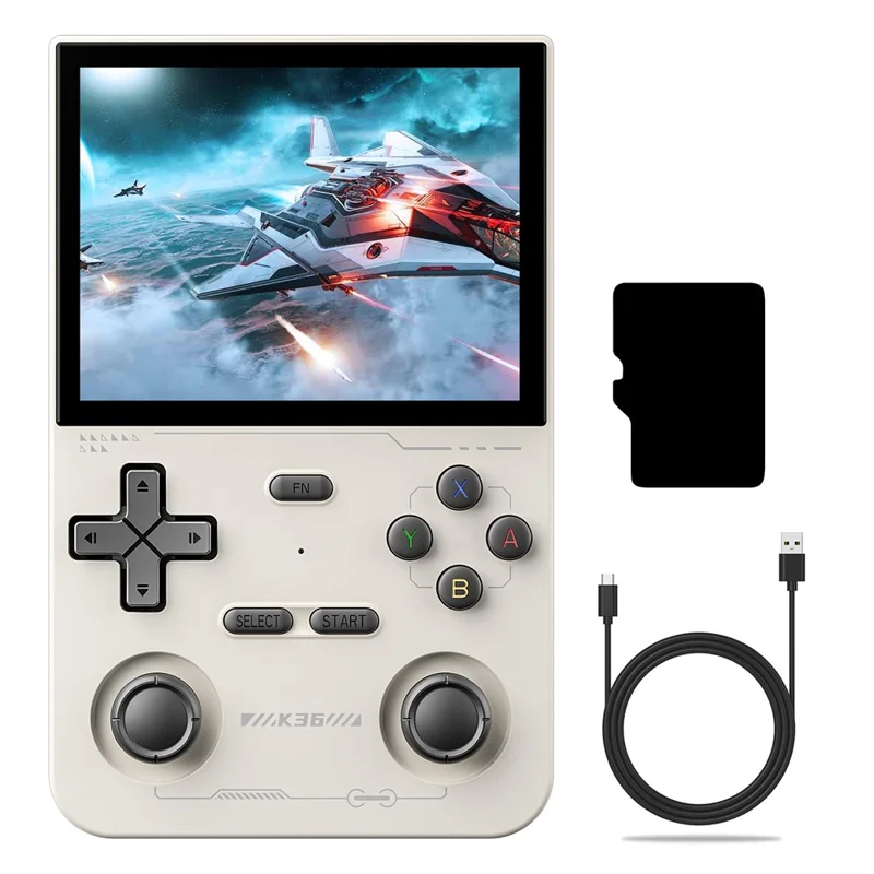 K36 Open Source Handheld Linux Gaming Console Nostalgic Arcade Game Machine with 64G Memory Card - White
