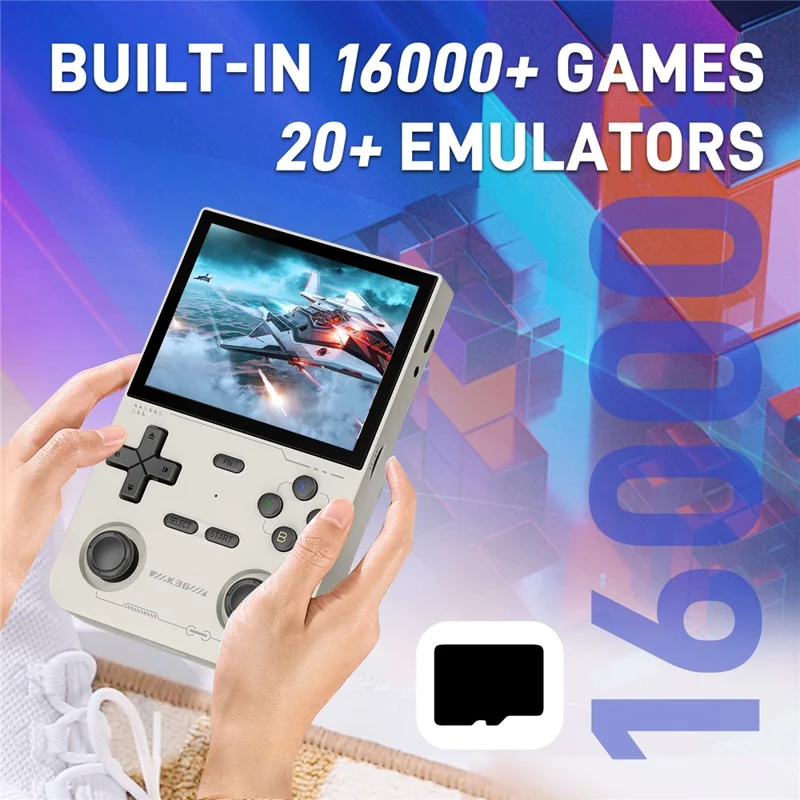 K36 Open Source Handheld Linux Gaming Console Nostalgic Arcade Game Machine with 64G Memory Card - White