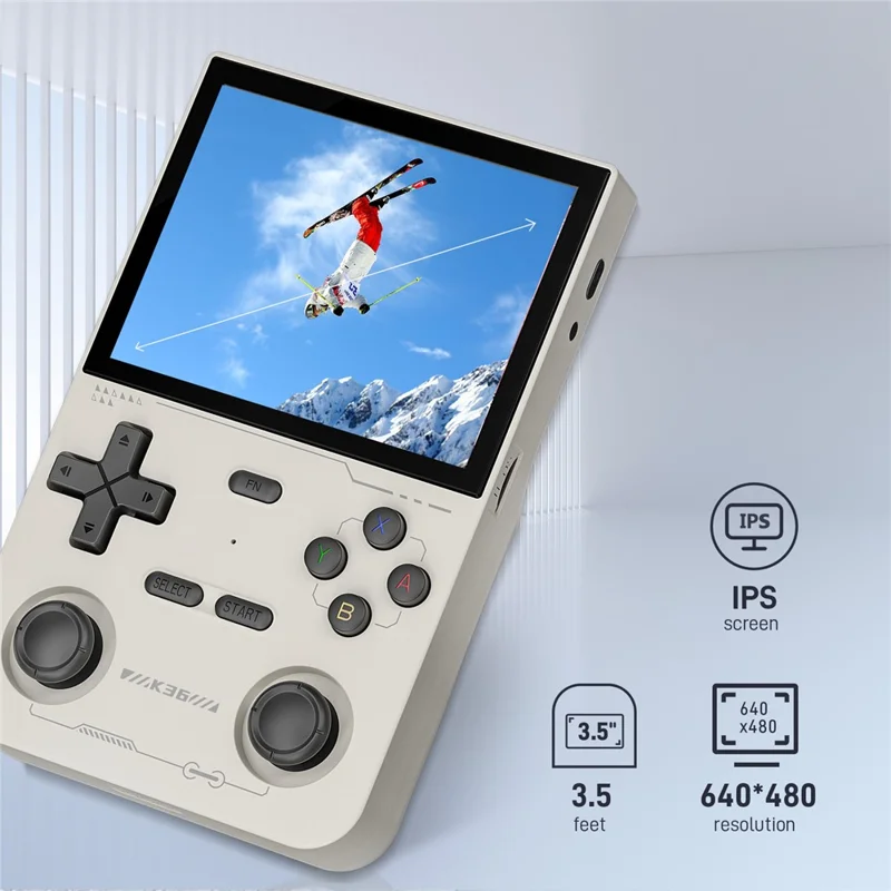 K36 Open Source Handheld Linux Gaming Console Nostalgic Arcade Game Machine with 64G Memory Card - White