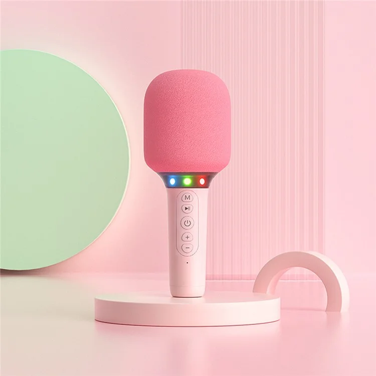 Беспроводной микрофон-колонка для караоке k39 с Bluetooth для детей - Розовый