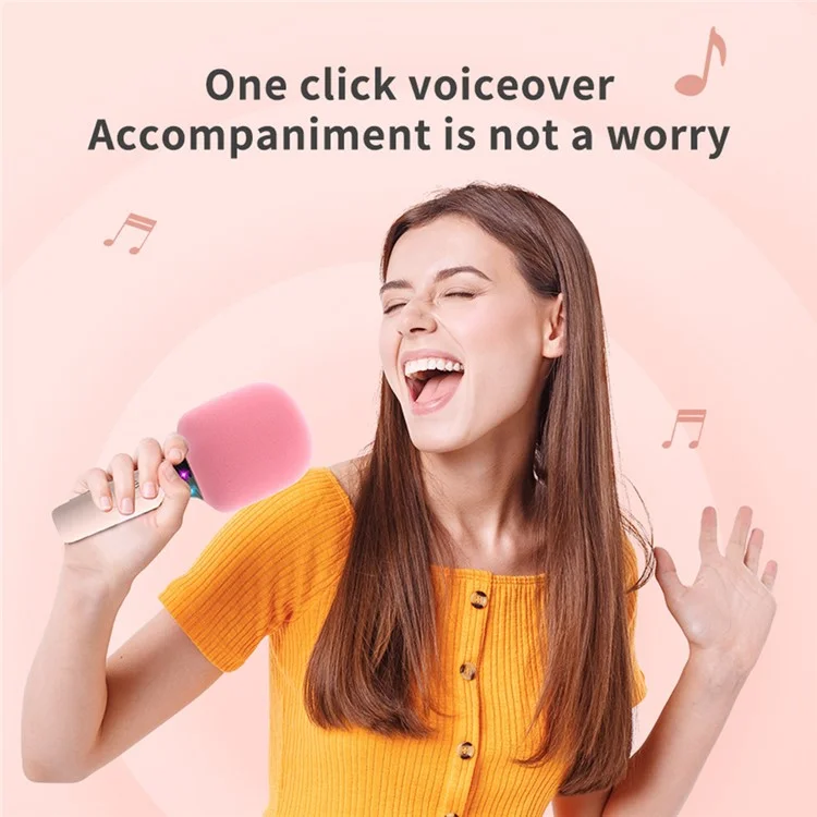 Беспроводной микрофон-колонка для караоке k39 с Bluetooth для детей - Розовый