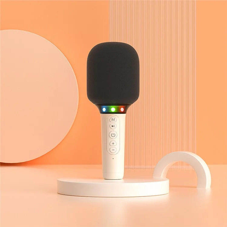 k39 Singing Handheld Microphone Speaker Wireless Bluetooth-compatible Children Karaoke Mic - White
