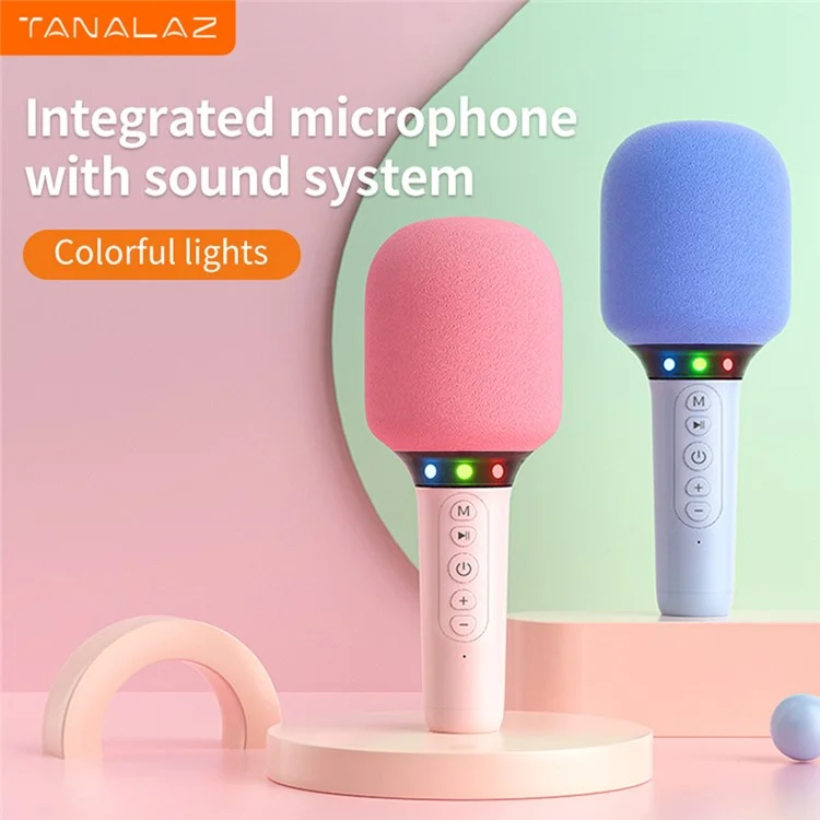 k39 Singing Handheld Microphone Speaker Wireless Bluetooth-compatible Children Karaoke Mic - White