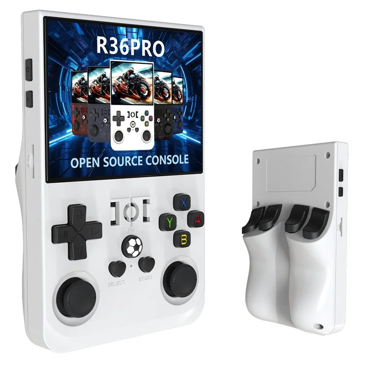 Console de jogo portátil R36 Pro de código aberto GBA Arcade com cartão de 128G - Branco