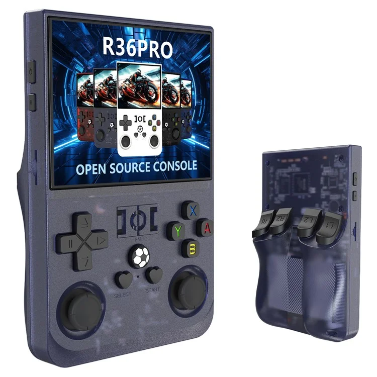 R36 Pro Open Source Handheld Game Console GBA Arcade Portable Game Machine with 128G Card - Transparent Grey