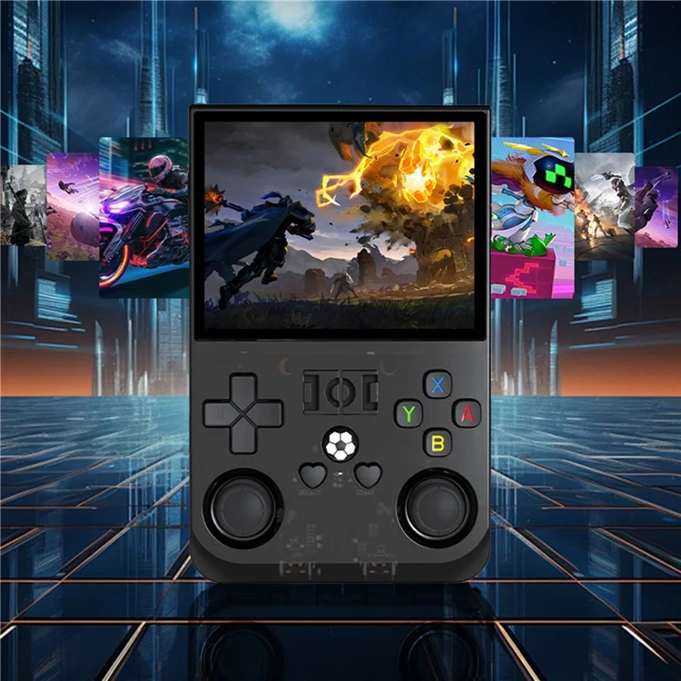 R36 Pro Open Source Handheld Game Console GBA Arcade Portable Game Machine with 128G Card - Transparent Grey