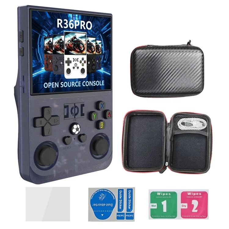 R36 Pro Open Source Handheld Game Console GBA Arcade Portable Game Machine with 128G Card - Transparent Grey