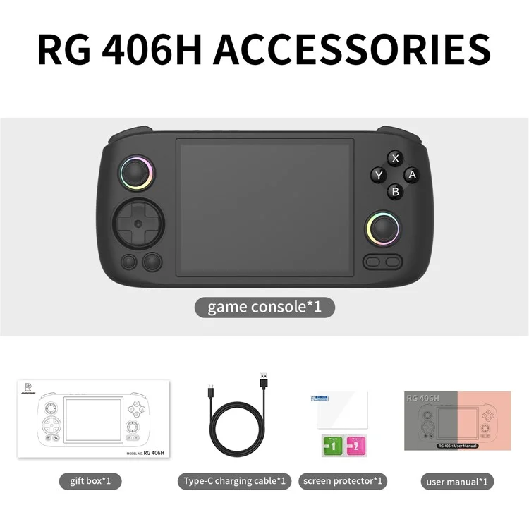AMPOWN RG406H Console de Jogos Portátil Retrô de 4 polegadas com 128G para Android 13 - Preto