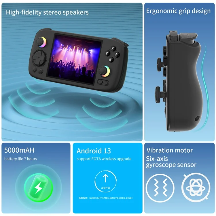 AMPOWN RG406H Console de Jogos Portátil Retrô de 4 polegadas com 128G para Android 13 - Preto