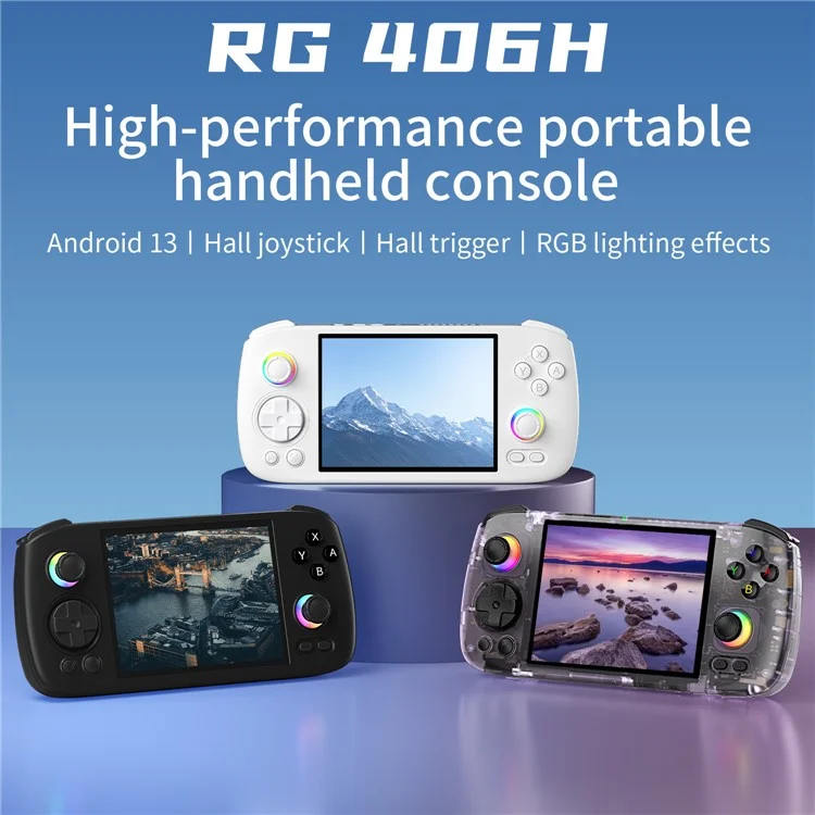 AMPOWN RG406H Console de Jogos Portátil Retrô de 4 polegadas com 128G para Android 13 - Preto