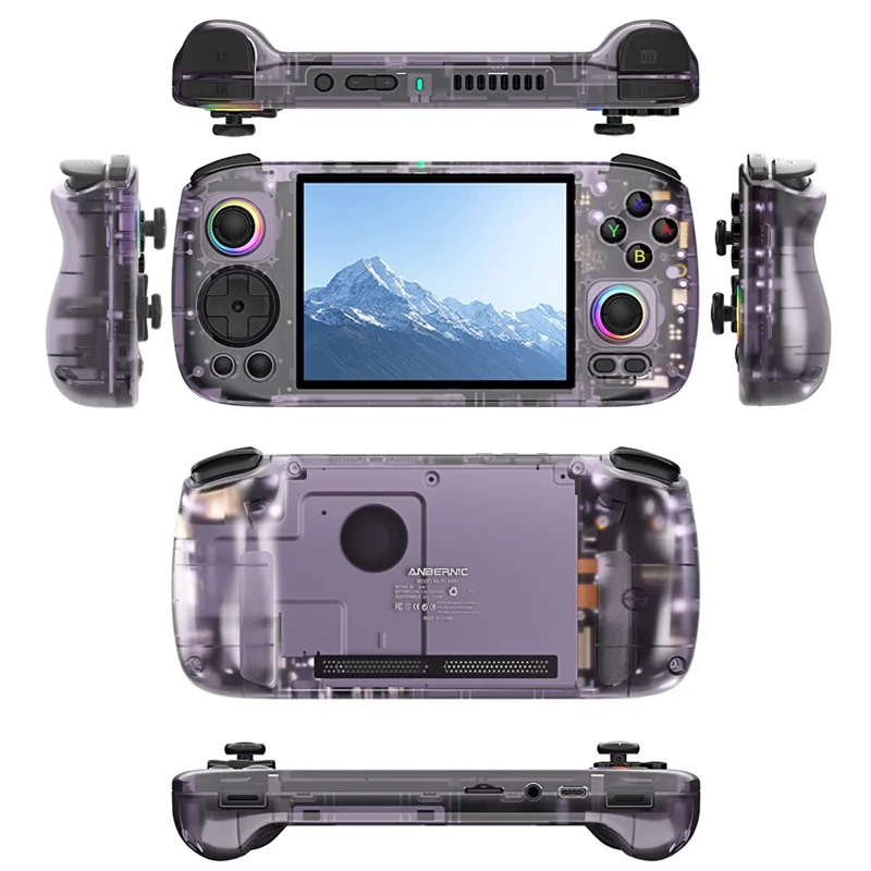 AMPOWN RG406H 4 inch Display 128G Handheld Game Console for Android 13 Retro Portable Game Device - Transparent Purple