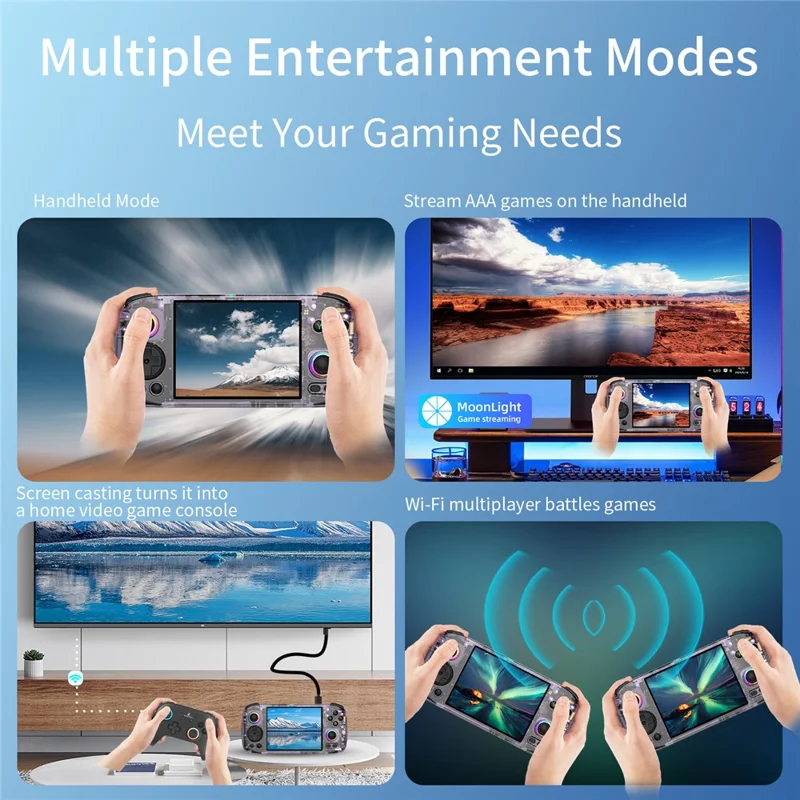 AMPOWN RG406H 4 inch Display 128G Handheld Game Console for Android 13 Retro Portable Game Device - Transparent Purple