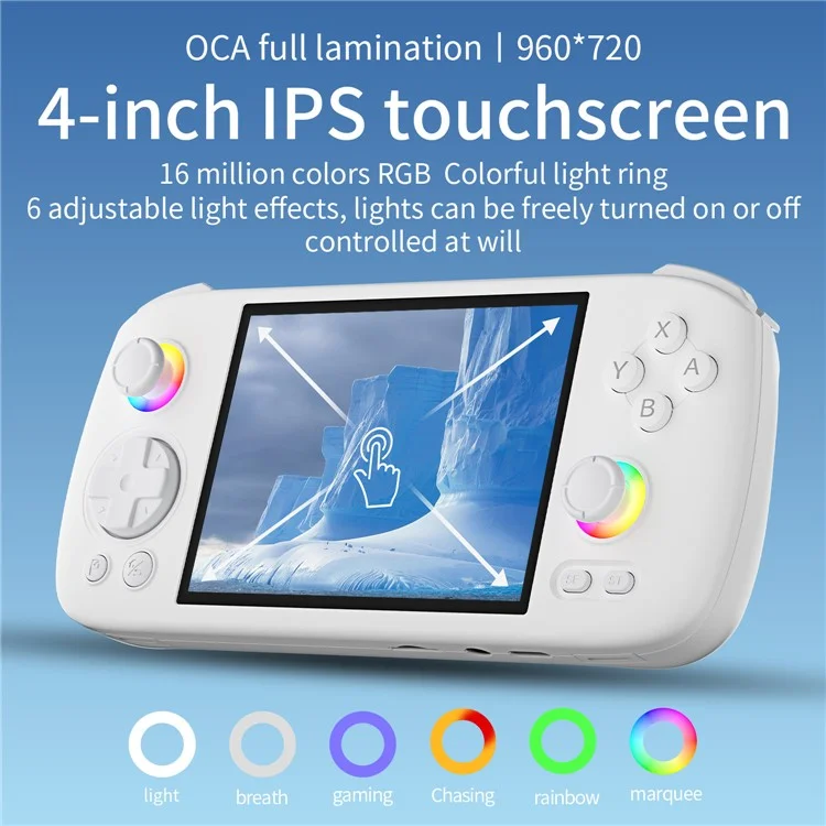 AMPOWN RG406H 4 inch Display 128G Handheld Game Console for Android 13 Retro Portable Game Device - White