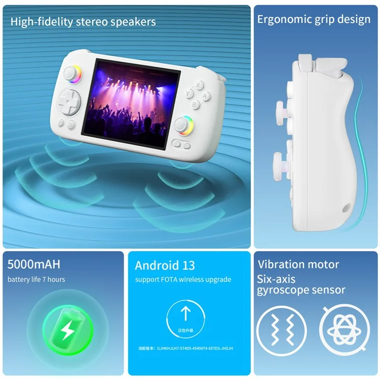 AMPOWN RG406H 4 inch Display 128G Handheld Game Console for Android 13 Retro Portable Game Device - White