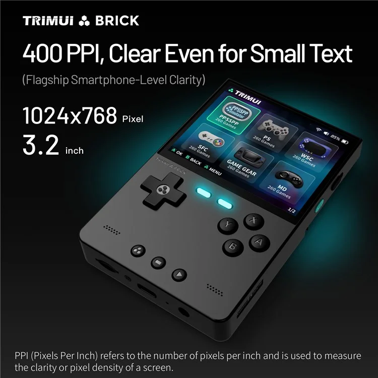 AMPOWN TRIMUI BRICK Handheld Game Console 3.2 inch IPS Screen Open Source Arcade Retro Game Device - White
